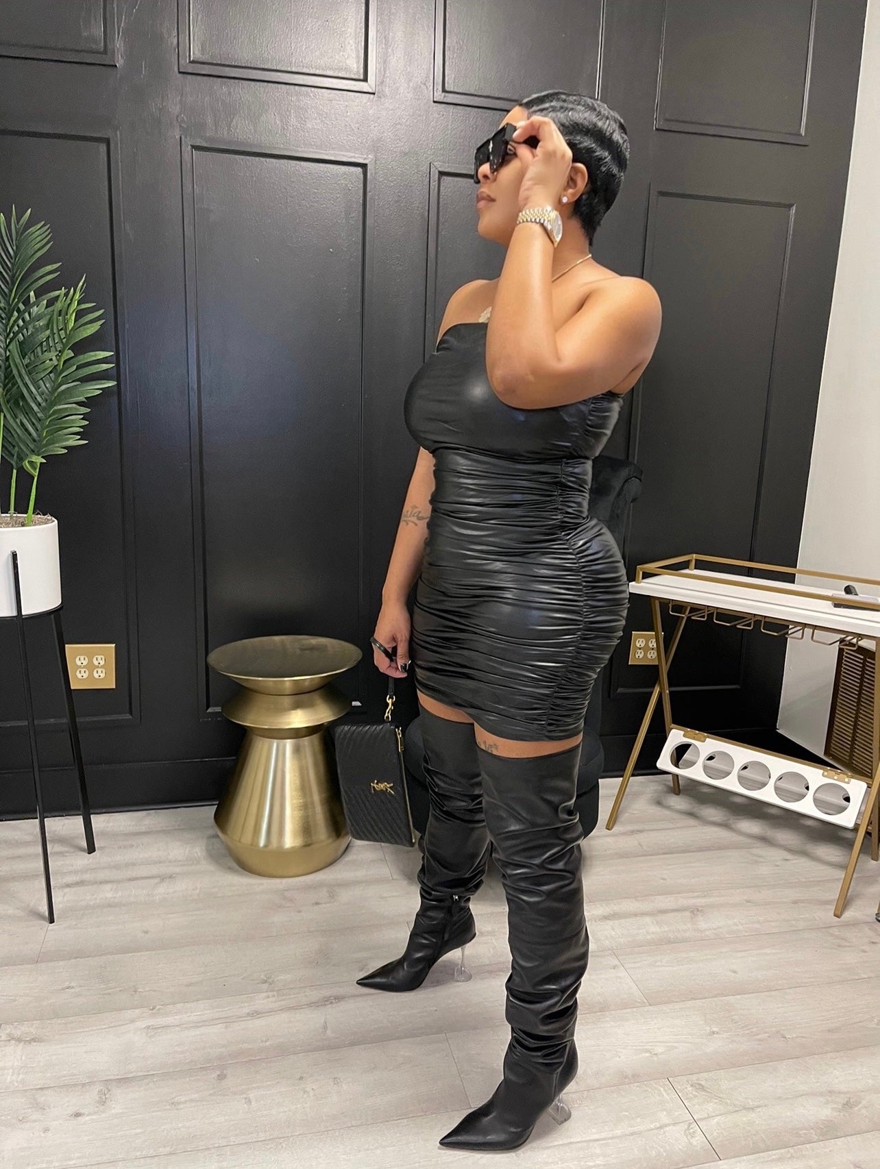 Strapless Vegan Leather Dress