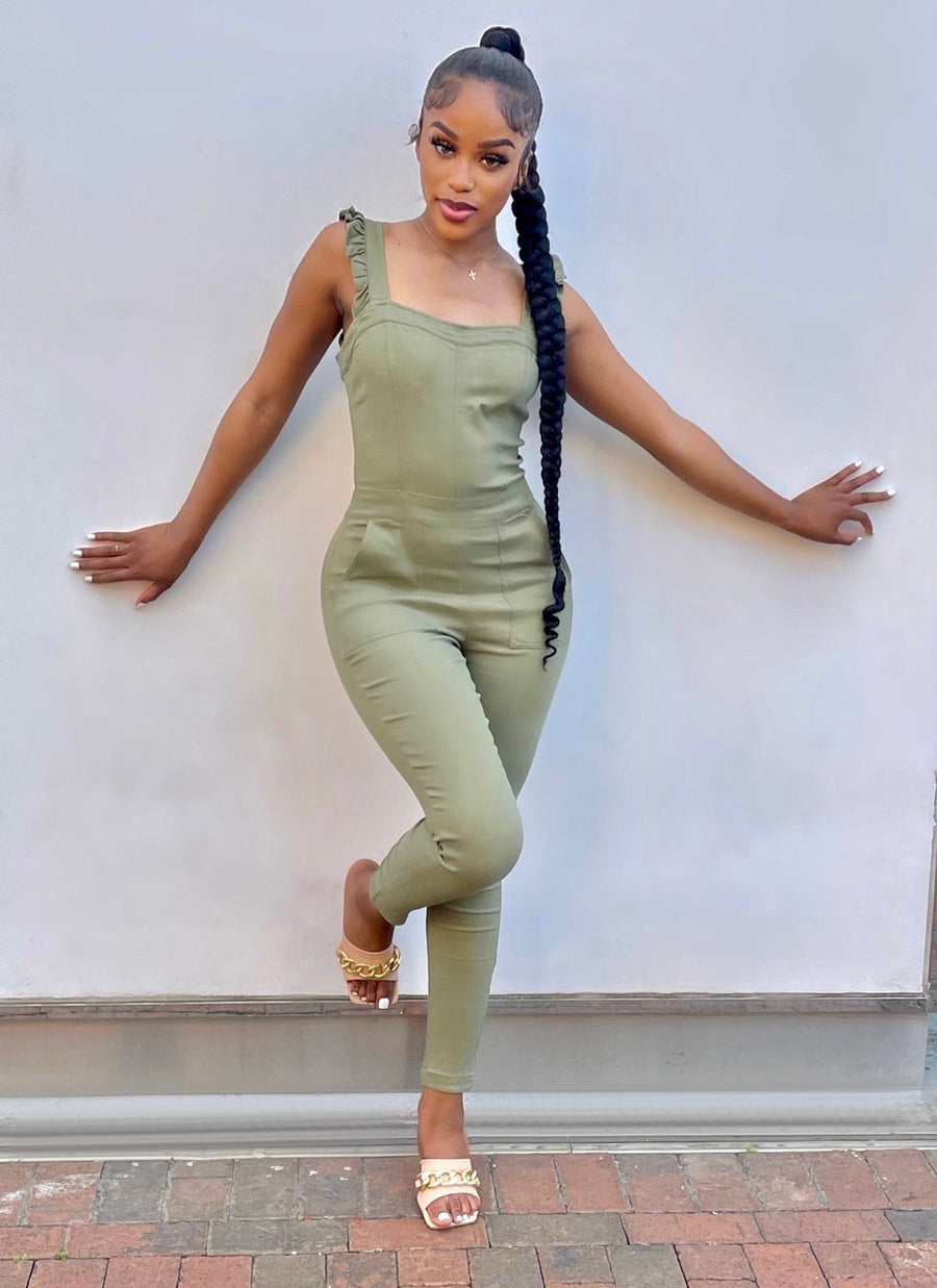 Olive Ruffled Jumpsuit